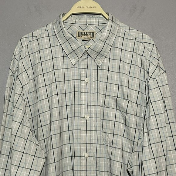 Duluth Button Dress Shirt Men 2XL Checker Plaid Preppy Workwear Casual Modern - Picture 4 of 11